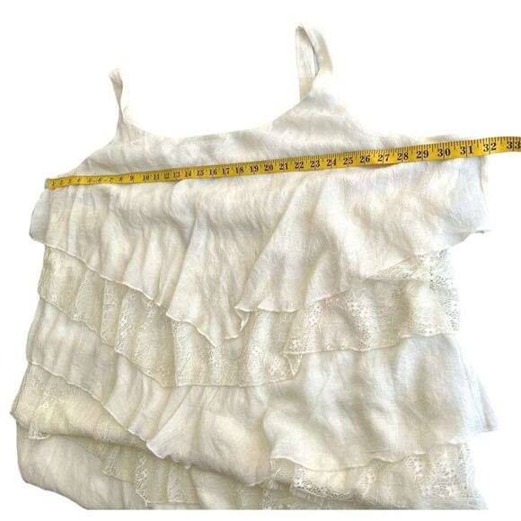 NWT Avenue Style #7069 Sleeveless Layered Lace Off White Beige blouse top Women - Picture 3 of 8